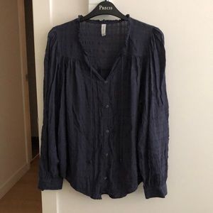 Slate blue spring blouse by Gentle Fawn. Never worn. Tag S but fits like M/L.